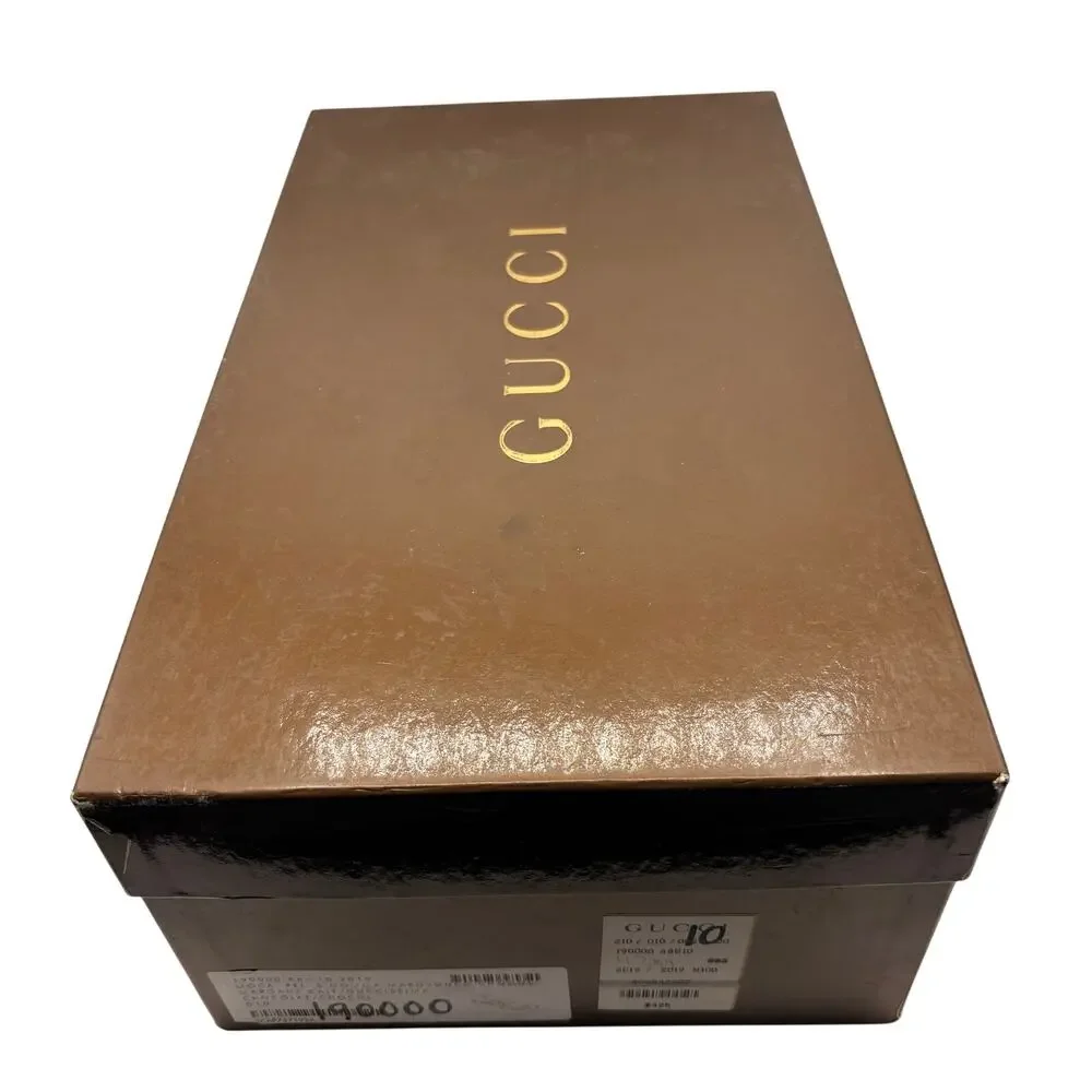 GUCCI Leather Perforated Logo Low Top Trainer Sneakers Black Sz 9G / 9.5 US $995